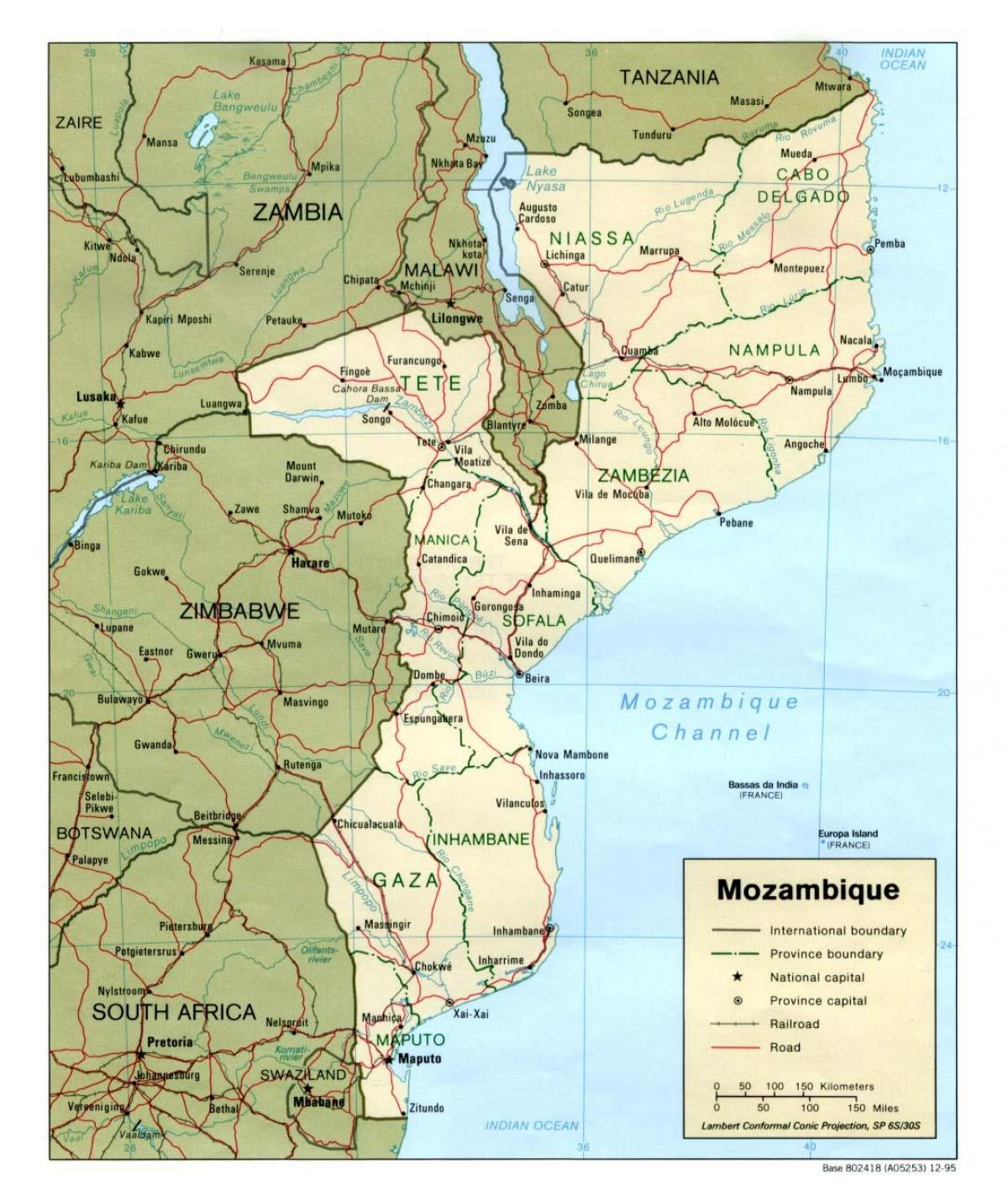map of Mozambique roads