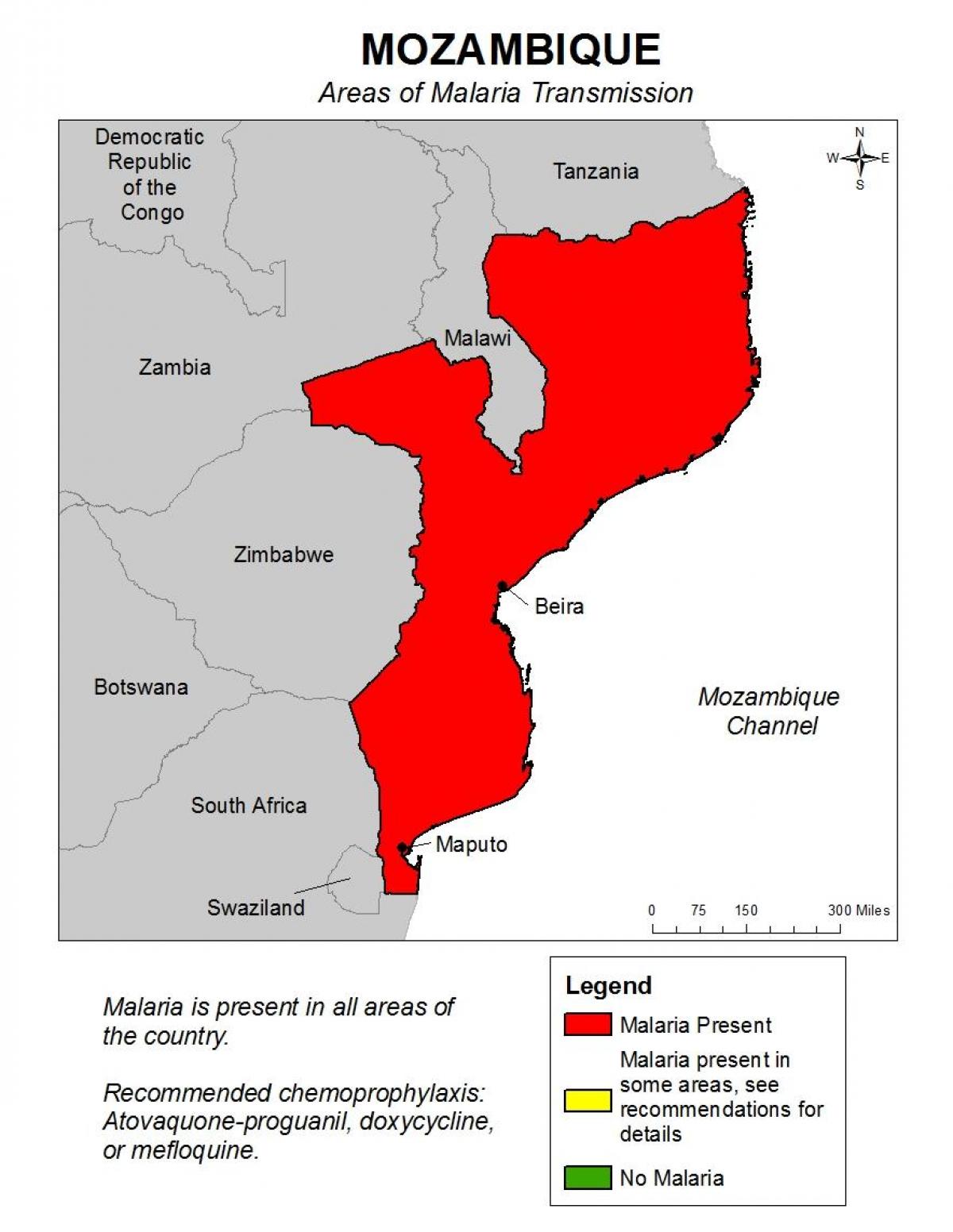 map of Mozambique malaria
