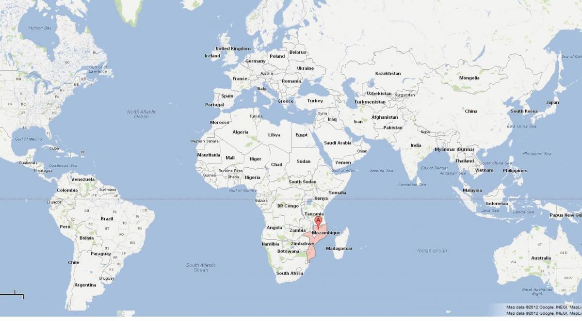 Mozambique location on world map