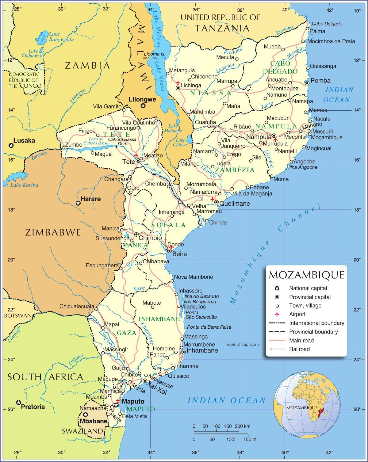 Mozambique rivers map